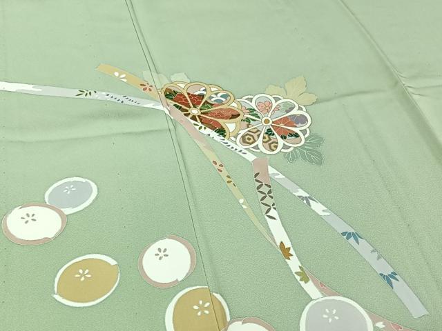平和屋着物▽訪問着 単衣 熨斗花文 金彩 正絹 逸品 AABF5297jh