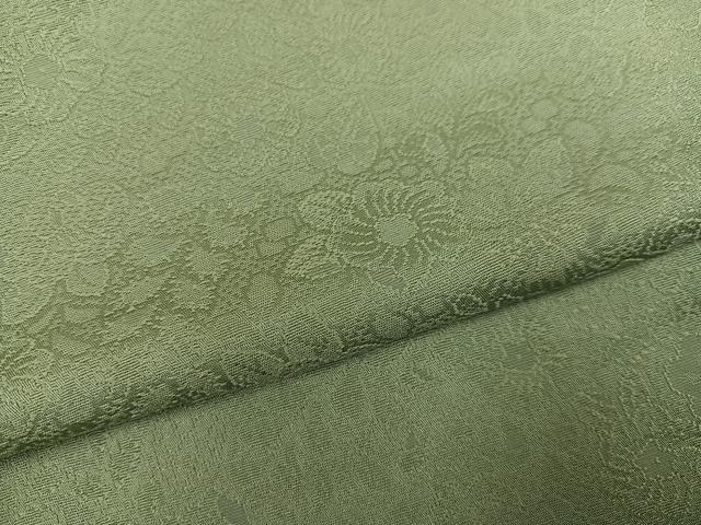 平和屋着物●上質な色無地 辻が花地紋 山葵色 正絹 逸品 AABF5321ph