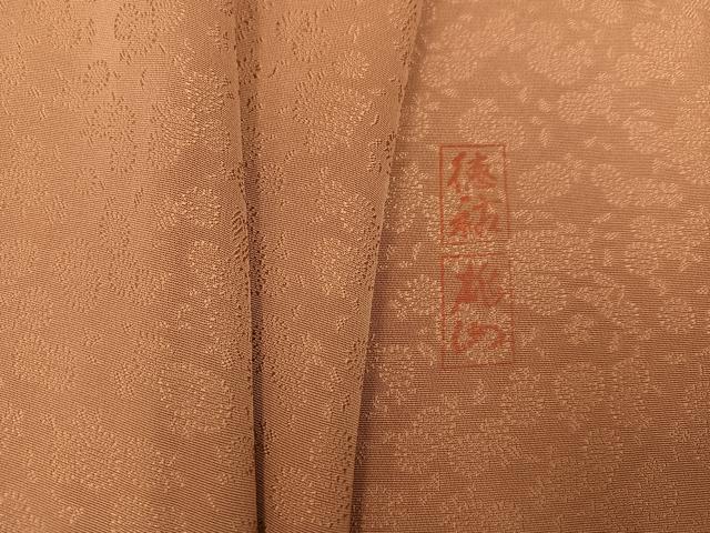 平和屋着物●上質な色無地 作家物 徳祐 草花地紋 駱駝色 正絹 逸品 未使用 AABF5323ph