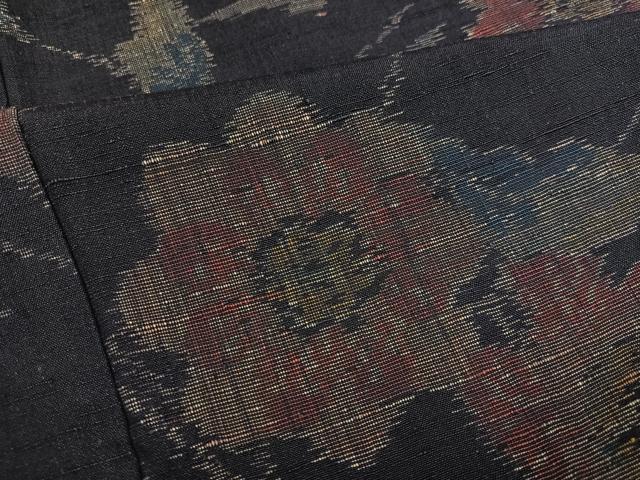 平和屋着物●結城ちぢみ 更紗花文 正絹 逸品 AABF5361ph