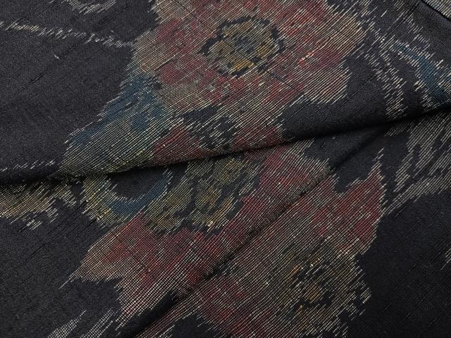 平和屋着物●結城ちぢみ 更紗花文 正絹 逸品 AABF5361ph