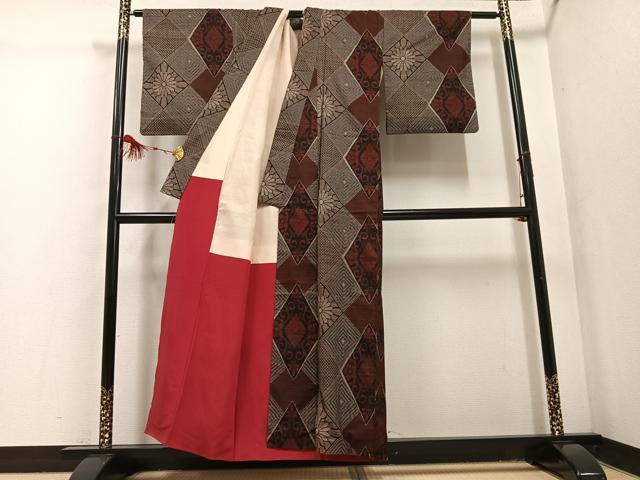 平和屋着物●本場大島紬 龍郷絣 正絹 逸品 AABF5363ph