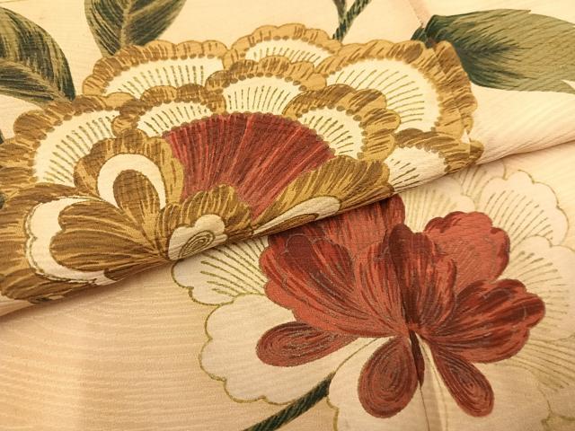 平和屋着物●セミアンティーク 訪問着 更紗唐草文 金彩 三越扱い 正絹 逸品 AABF5366ph