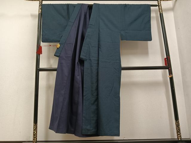 平和屋着物●男性 紬 アンサンブル 亀甲柄 正絹 逸品 AABF5382ph
