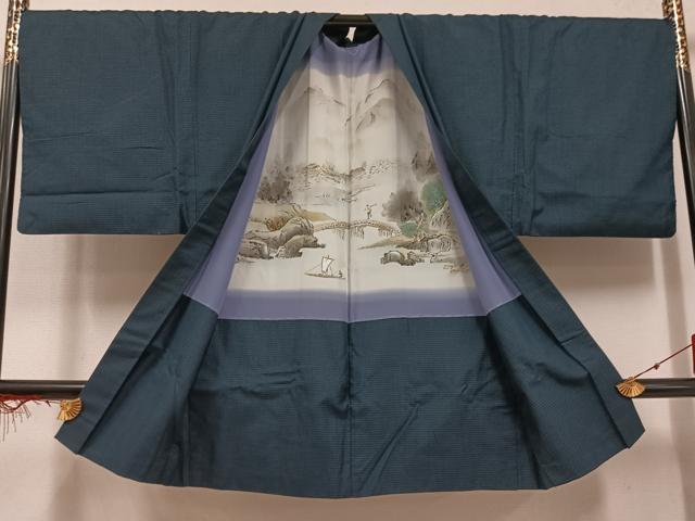 平和屋着物●男性 紬 アンサンブル 亀甲柄 正絹 逸品 AABF5382ph