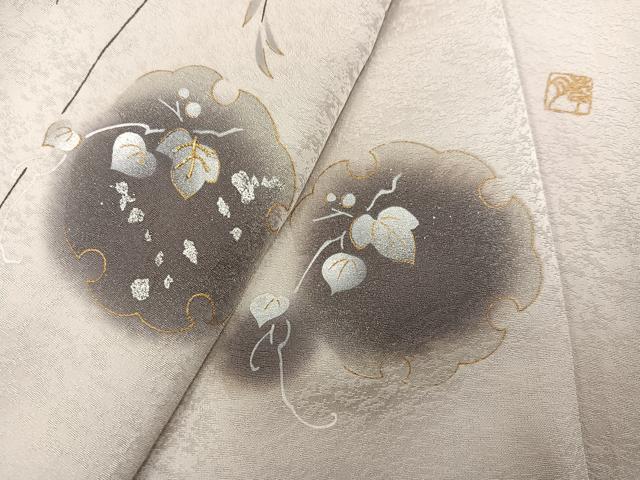 平和屋着物●訪問着 作家物 雪輪蔦の葉文 暈し染め 金銀彩 正絹 逸品 AABF5388ph
