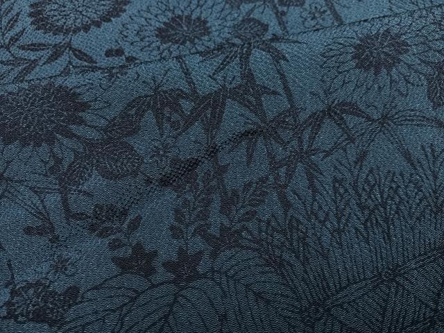 平和屋着物●上質な小紋 本藍 型染め 草花文 やまと誂製 正絹 逸品 AABF5392ph