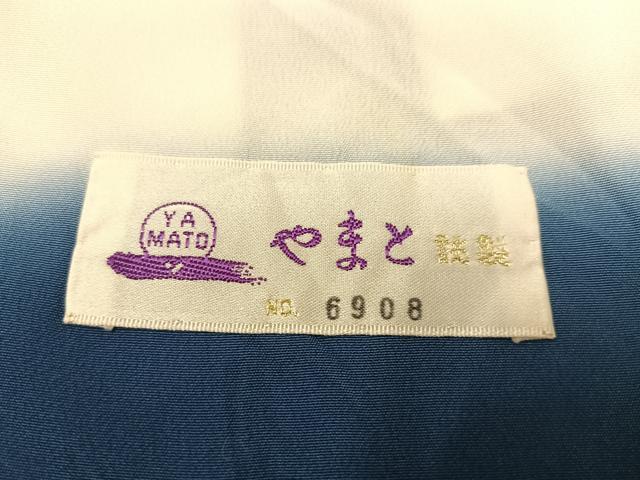 平和屋着物●上質な小紋 本藍 型染め 草花文 やまと誂製 正絹 逸品 AABF5392ph