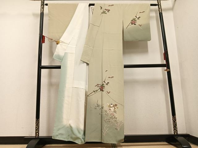 平和屋着物●訪問着 友禅 作家物 童子枝花文 暈し染め 正絹 逸品 AABF5395ph