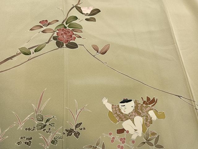 平和屋着物●訪問着 友禅 作家物 童子枝花文 暈し染め 正絹 逸品 AABF5395ph