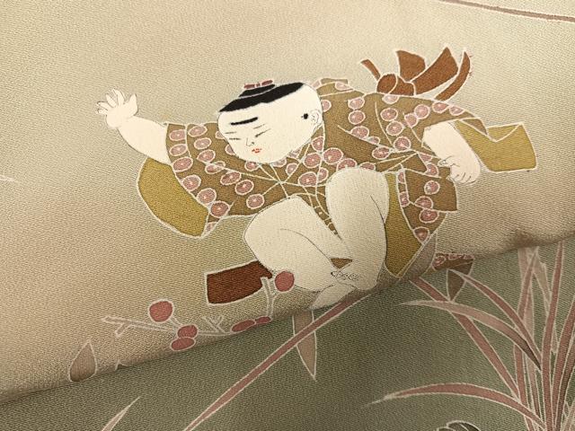 平和屋着物●訪問着 友禅 作家物 童子枝花文 暈し染め 正絹 逸品 AABF5395ph