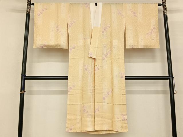 平和屋着物●長襦袢 無双仕立て 花水木 草花文 反端付き 正絹 逸品 未使用 AABF5405fy