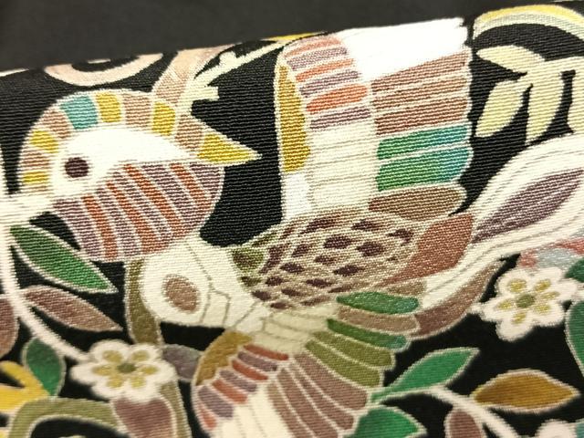 平和屋着物●本加賀友禅作家 宮本則子 黒留袖 吉祥花鳥文 浜ちりめん 証紙付き 正絹 逸品 AABF5406fy