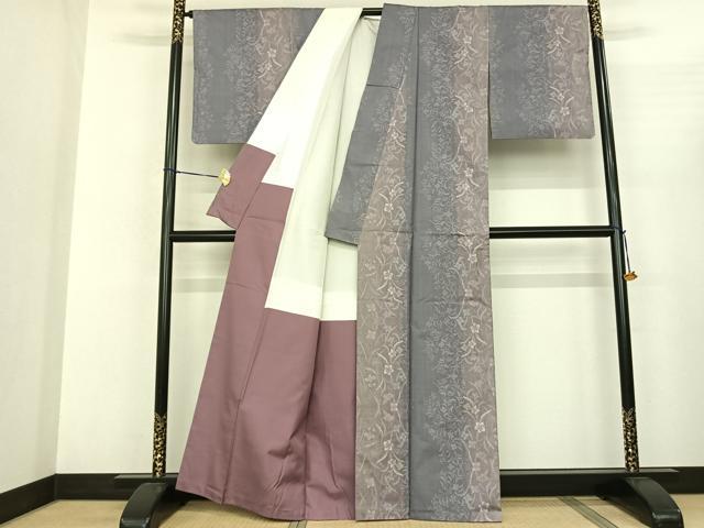 平和屋着物●本場大島紬 カタス9マルキ 草花文 正絹 逸品 AABF5430fy