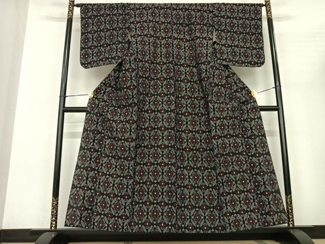 平和屋着物●久留米絣 単衣 七宝花文 綿 逸品 AABF5435fy