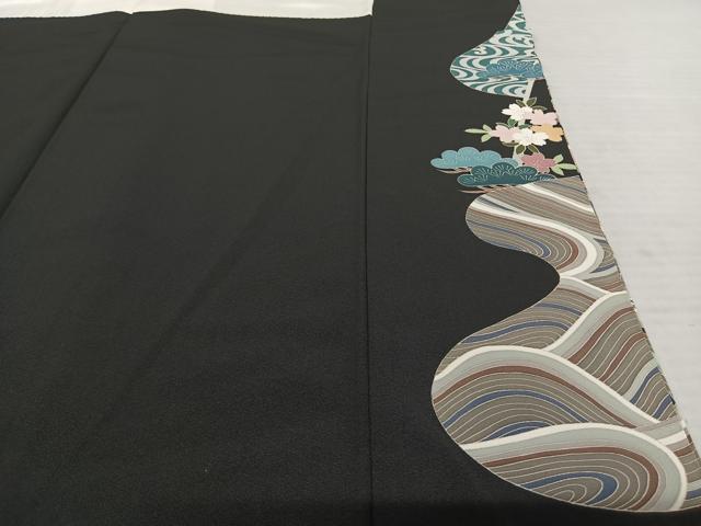 平和屋着物●豪華黒留袖 友禅 作家物 花鳥文 正絹 逸品 AABF5440fy