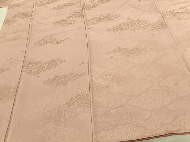 平和屋着物●上質な色無地 雲取り地紋 洗柿色 正絹 逸品 AABF5444fy