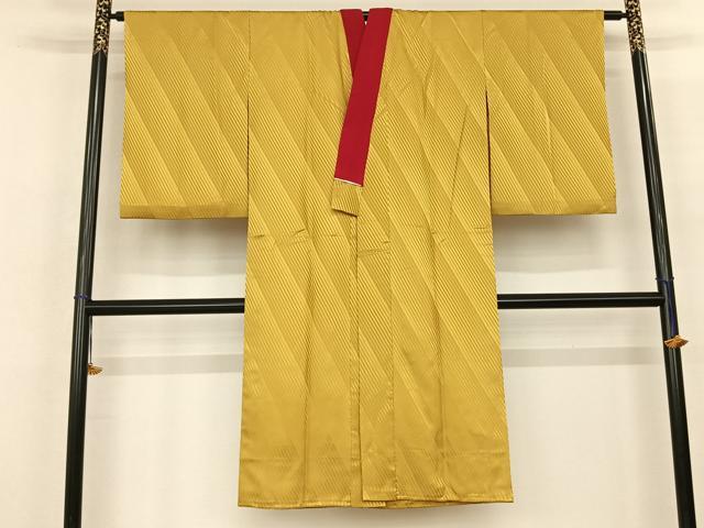 平和屋着物●長襦袢 袷 斜縞地紋 芥子色 正絹 逸品 AABF5445fy