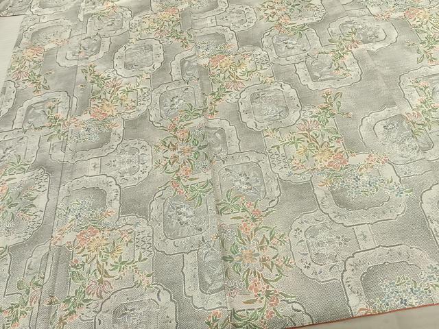 平和屋着物●都喜ヱ門 本場大島紬 白大島 カタス9マルキ 手織 草花文 藤絹織物謹製 証紙付き 正絹 逸品 AABF5459fy