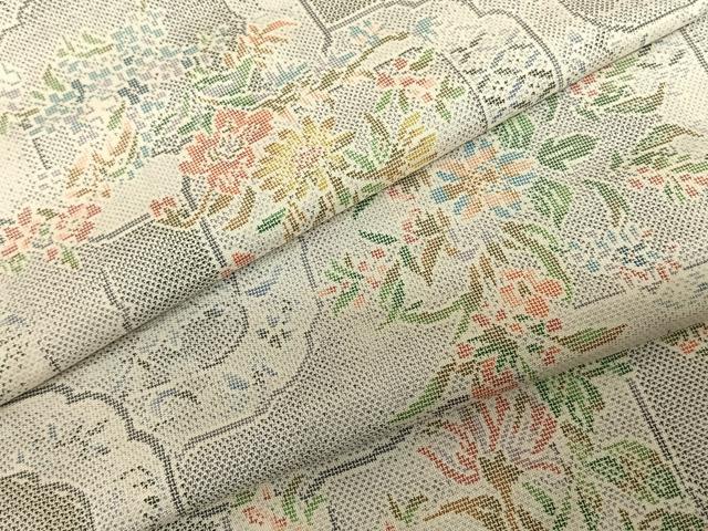 平和屋着物●都喜ヱ門 本場大島紬 白大島 カタス9マルキ 手織 草花文 藤絹織物謹製 証紙付き 正絹 逸品 AABF5459fy
