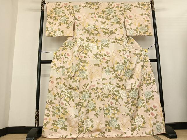 平和屋着物●上質な小紋 手描き 枝花文 金彩 高島屋扱い 正絹 逸品 AABF5465fy