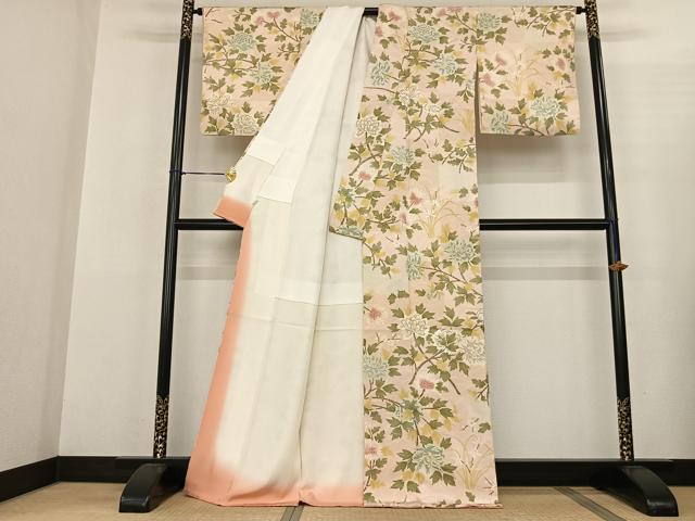 平和屋着物●上質な小紋 手描き 枝花文 金彩 高島屋扱い 正絹 逸品 AABF5465fy