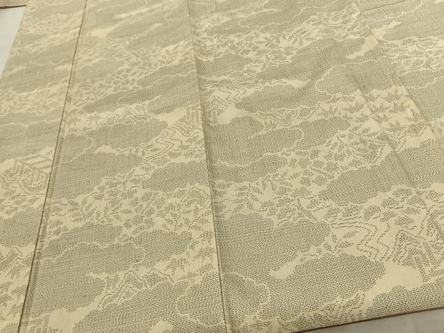 平和屋着物●結城紬 100亀甲 雲取り文 証紙付き 正絹 逸品 未使用 AABF5475fy