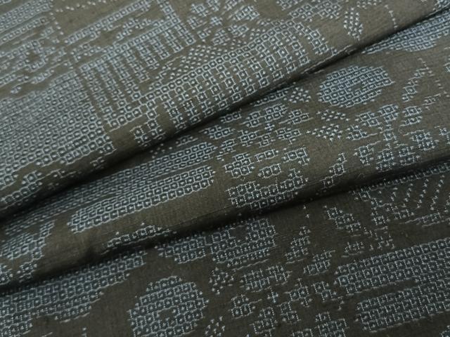 平和屋着物●本場真綿絢結城紬 100亀甲 風景花文 証紙付き ロング丈 正絹 逸品 AABF5484fy