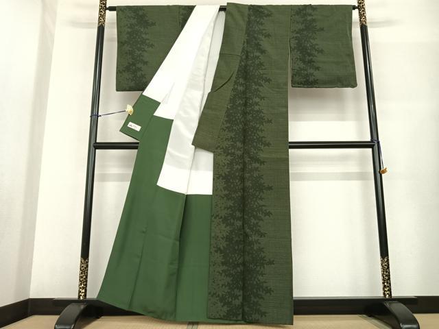 平和屋着物●結城紬 80亀甲 舞葉文 やまと誂製 正絹 逸品 AABF5497fy