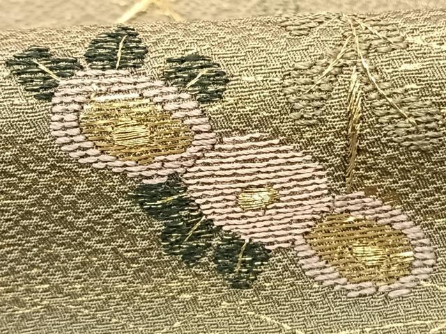 平和屋着物▼訪問着 刺繍 草花文 金糸 金彩 正絹 逸品 AABF5500fy