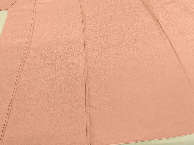 平和屋着物●上質な色無地 珊瑚色 正絹 逸品 未使用 AABF5501fy