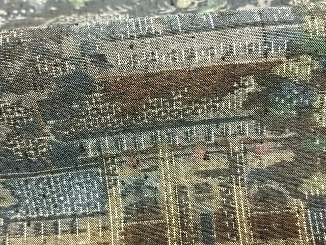 平和屋着物●本真綿結城紬 100亀甲 風景文 証紙付き 正絹 逸品 AABF5510fy