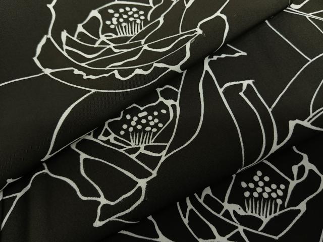 平和屋着物●上質な小紋 花尽くし 黒地 正絹 逸品 未使用 AABF5516fy