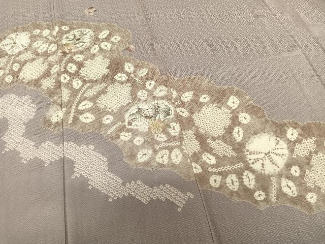 平和屋着物●訪問着 絞り 刺繍 辻が花 金糸 反端付き 正絹 逸品 AABF5530fy