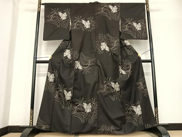 平和屋着物●本場大島紬 一元7マルキ 総絣 地空き 舞蝶文 正絹 逸品 AABF5531fy
