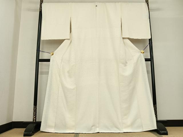 平和屋着物●上質な紬 色無地 生成り色 正絹 逸品 AABF5534fy