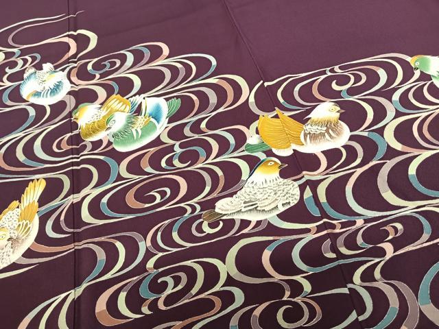 平和屋着物●訪問着 鴛鴦文 ロング丈 正絹 逸品 AABF5540fy