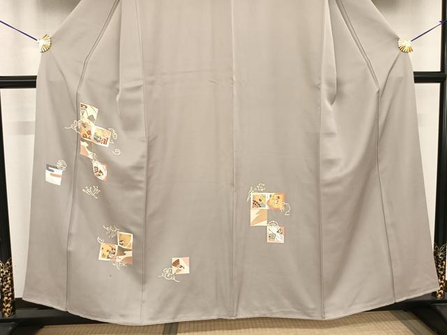 平和屋着物●訪問着 友禅 駒刺繍 色紙花文 金彩 正絹 逸品 AABF5541fy