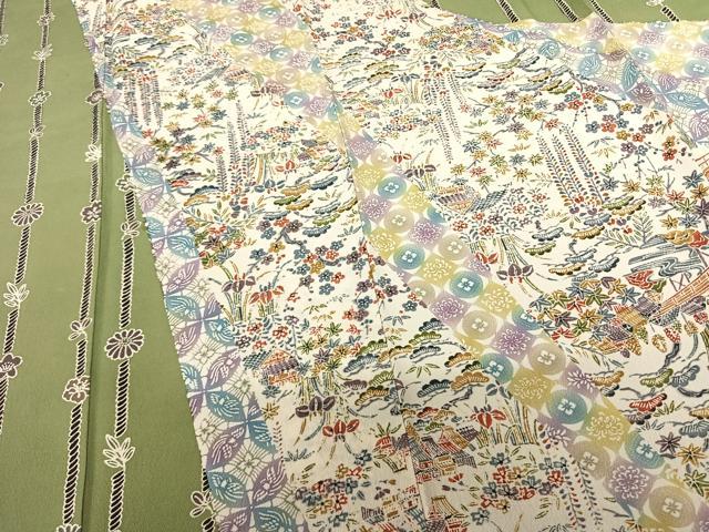 平和屋着物●訪問着 型染め 風景花文 正絹 逸品 AABF5552fy