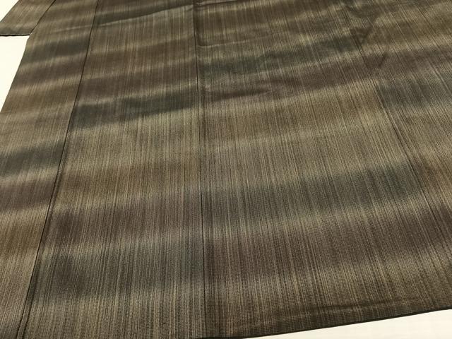 平和屋着物●本塩沢 やまだ織 雪の中のきれ 縞 暈し染め さが美扱い 証紙付き 正絹 逸品 AABF5560fy