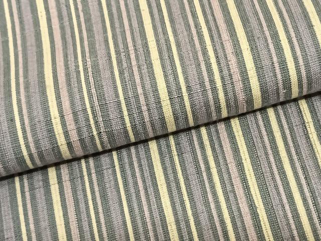 平和屋着物▽上質な紬 単衣 縞 正絹 逸品 AABF5580fy
