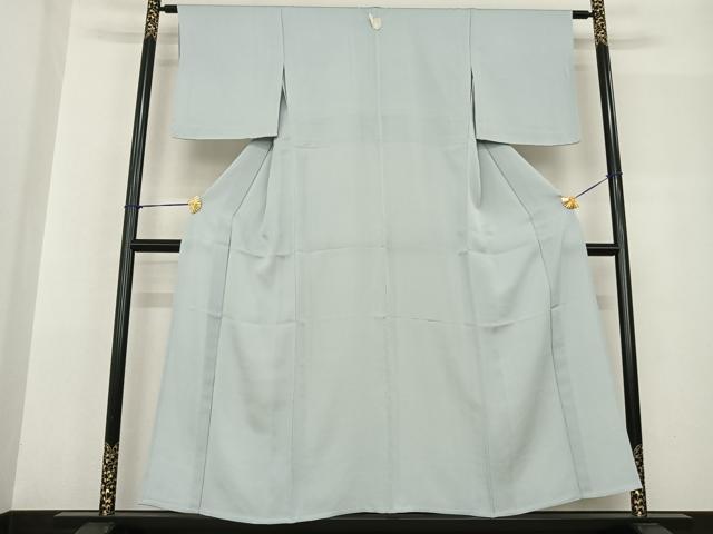 平和屋着物▽上質な色無地 単衣 杢目地紋 藍白色 正絹 逸品 未使用 AABF5583fy