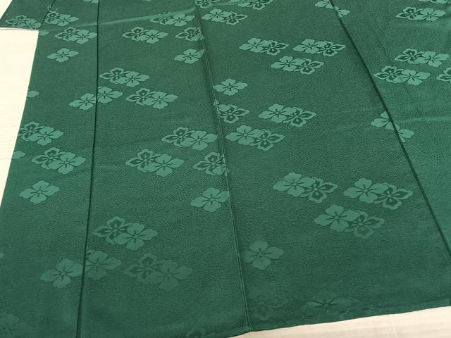 平和屋着物▽上質な色無地 単衣 花菱地紋 萌葱色 正絹 逸品 AABF5585fy