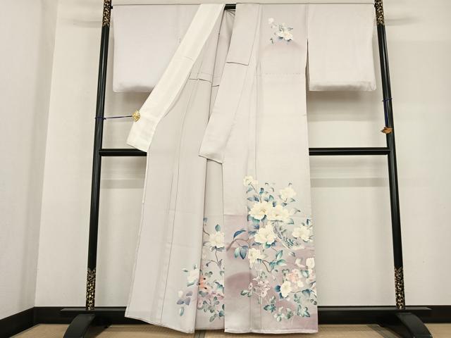 平和屋着物▽訪問着 単衣 友禅 花鳥文 暈し染め 正絹 逸品 AABF5589fy