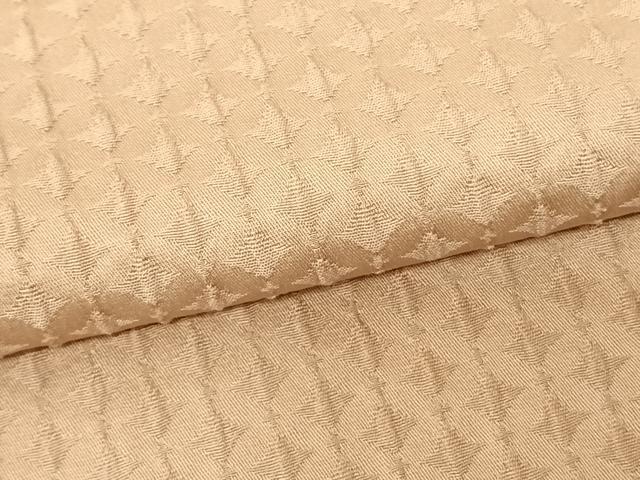 平和屋着物▽上質な色無地 単衣 七宝地紋 香色 正絹 逸品 AABF5595fy