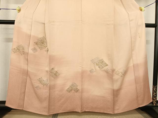 平和屋着物▽訪問着 単衣 蘇州刺繍 吉祥花鳥文 暈し染め 金銀糸 正絹 逸品 AABF5599fy