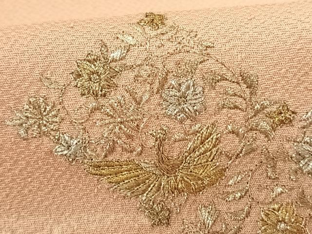 平和屋着物▽訪問着 単衣 蘇州刺繍 吉祥花鳥文 暈し染め 金銀糸 正絹 逸品 AABF5599fy