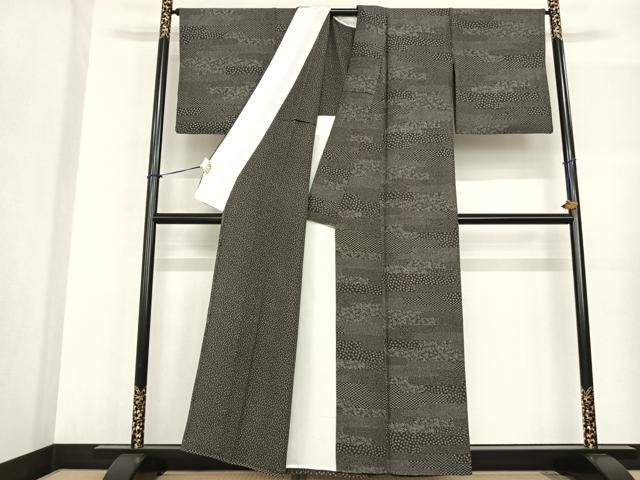 平和屋着物▽江戸小紋 単衣 霞取り花文 正絹 逸品 AABF5603fy