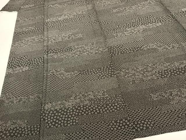 平和屋着物▽江戸小紋 単衣 霞取り花文 正絹 逸品 AABF5603fy