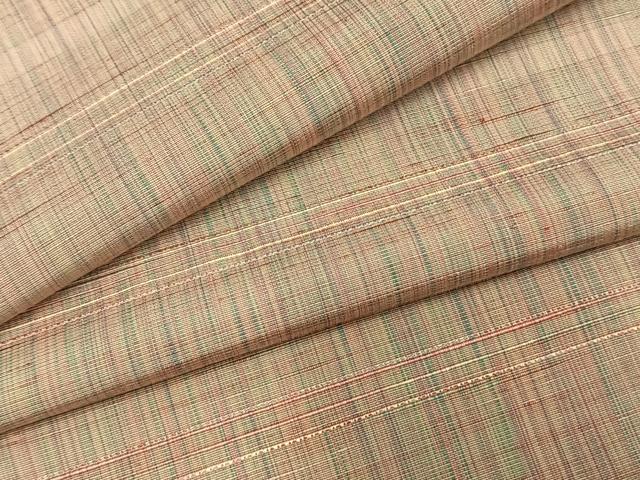 平和屋着物▽上質な紬 単衣 格子 正絹 逸品 AABF5635fy